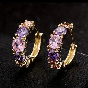 Nordstrom Gold Earrings with Purple and Pink Stones